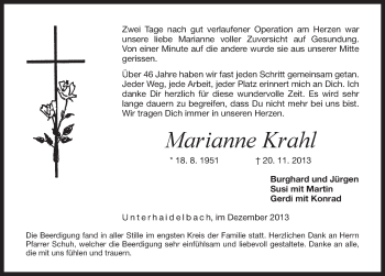 Traueranzeige von Marianne Krahl von Pegnitz-Zeitung